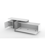 Porta tv moderno bianco e beton, made in Italy aperta 