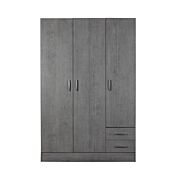 Armadio di design con 3 ante e 2 cassetti in finitura Cemento dark