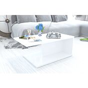 Tavolino moderno da salotto, colore Bianco lucido 