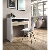 Scrivania, Consolle allungabile colore bianco artik e rovere canadian
