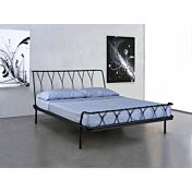 Letto in tubolare di ferro e ferro pieno Rust , color grafite, made in Italy