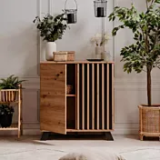 Madia salvaspazio stile nordico 2 ante, finitura Rovere Oak e Antracite in offerta