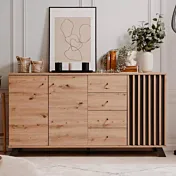 Credenza 3 ante e 4 cassetti, finitura Rovere Oak e Antracite 