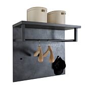 Composizione da ingresso stile industry, finitura Rovere chiaro e grigio smoke, Made in Italy