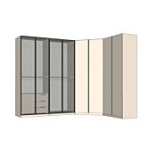 Armadio 6 ante ad angolo con vetro, Cashmere