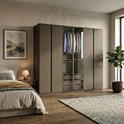 Armadio 6 ante battenti con vetro fumè, Bronzo