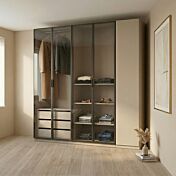 Armadio 5 ante battenti con vetro fumè, Cashmere
