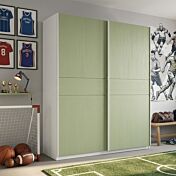 Armadio 2 ante scorrevoli, Bianco opaco e Verde pistacchio, L.220