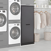 Mobile ad un'anta con 3 ripiani e vano contenitori, L.67 H.164 P.68, Antracite