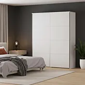 Elegante armadio a 2 ante scorrevoli, Bianco, L.180