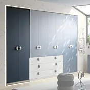 Armadio 2 ante, L.90 H.240, Bianco opaco e Blu navy