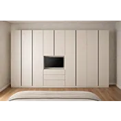 Armadio con tv girevole, 9 ante 3 cassetti, Cashmere