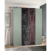 ZMBARMBILAVVS armadio modello 3 ante (con 2 anta verde agave e 1 anta lavagna)  altezza 234 cm + 1 cassettiera ammortizzata a 3 cassetti