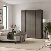 Armadio 4 ante, Bronzo con maniglie gola Antracite, collezione Mondo