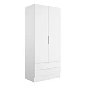 Armadio multiuso, 2 ante, 2 cassetti, bianco, made in Italy Zenzero Shop