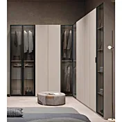 Armadio ad angolo con 10 ante battenti, Corda e dettagli Metal grey Zenzero Shop