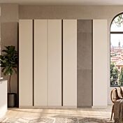Armadio 6 ante, Cashmere e Bronzo, maniglie a gola