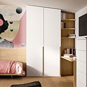 Armadio mansardato 2 ante, personalizzabile, Bianco e Rovere nordico