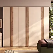 Armadio battente 6 ante, Cashmere e Noce caramello, L.273 H.240