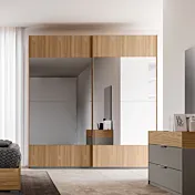 Armadio scorrevole Noce biondo, con specchi, L.246