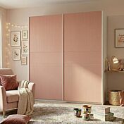 Armadio 2 ante scorrevoli, Bianco opaco e Flamingo, L.220