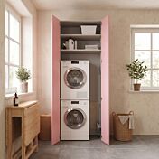 Armadio lavanderia 2 ante, Grigio dorian e Rosa bubble, L.90