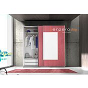Armadio Square 2 ante scorrevoli bianco opaco e rosso