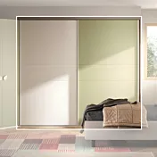 Armadio scorrevole 2 ante, Bianco opaco e Pistacchio, L.220