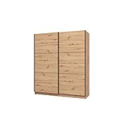 Armadio scorrevole 180 cm, stile industy, finitura Rovere