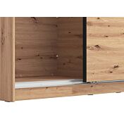 Armadio scorrevole 180 cm, stile industy, finitura Rovere