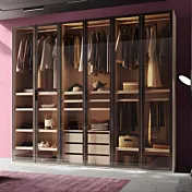 Armadio con 6 ante telaio, vetri fumè, L.273