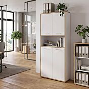 Armadietto 1 vano a giorno, 85x227x42 h cm, Bianco e Rovere artisan