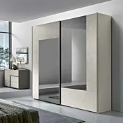 Armadio scorrevole Calce con specchio fumè, 2 ante, design moderno Zenzero Shop