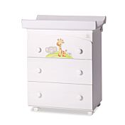 Culla neonati Melman bianca  con ruote e decori colorati