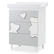 Bagnetto per neonati Winnie, bianco e Grey con decori orsetto