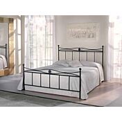 Letto in ferro battuto  Kellner, colore nero anticato argento, made in Italy