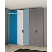 Armadio moderno 5 ante battenti H.257 color Grigio Titanio, Cadaques, Bianco Opaco e Cadaques