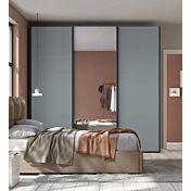 Armadio scorrevole moderno con specchio a 3 ante H.257 L.266, color Cadaques
