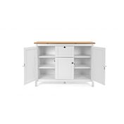Madia credenza,  3 ante, 1 cassetto finitura bianco opaco e top in quercia