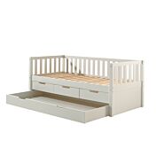 Divano letto pino massello con secondo estraibile e 3 cassetti, disponibile in due colorazioni