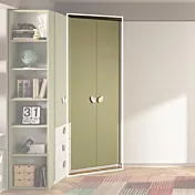 Cabina ad angolo, L.120 x 120 H.240, Bianco opaco e Pistacchio