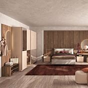 Camera matrimoniale Cashmere e Noce caramello, letto imbottito