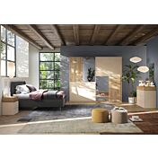 camera con letto in tessuto