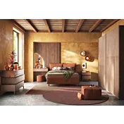 Letto matrimoniale con cuscini, Bouclè Terracotta