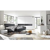 Camere matrimoniale con armadio Maxi L.275 H.248, Bianca Opaco e Ossido