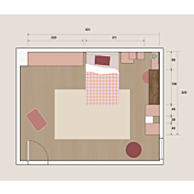 Cameretta ragazze con letto contenitore Beige, finitura Flamingo e Bianco