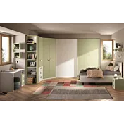Cameretta completa con letto contenitore, Bianco opaco e Pistacchio
