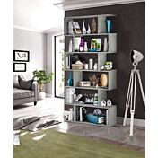Libreria grigio cemento con 6 ripiani, design moderno