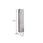Mobile da bagno L.101, bianco lucido sospeso a 2 cassetti