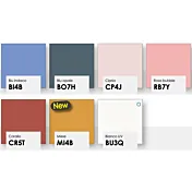 Scrivania sospesa doppia postazione con cassettiera, finitura Ciliegio bianco e Corallo